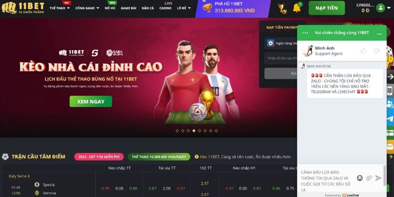 Dịch vụ chăm sóc khách hàng tại nhà cái 11Bet tận tâm