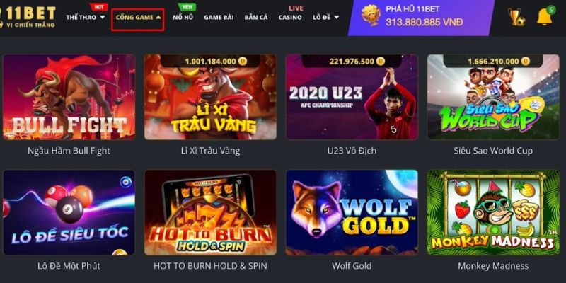 Hệ thống game tại nhà cái 11Bet đa dạng